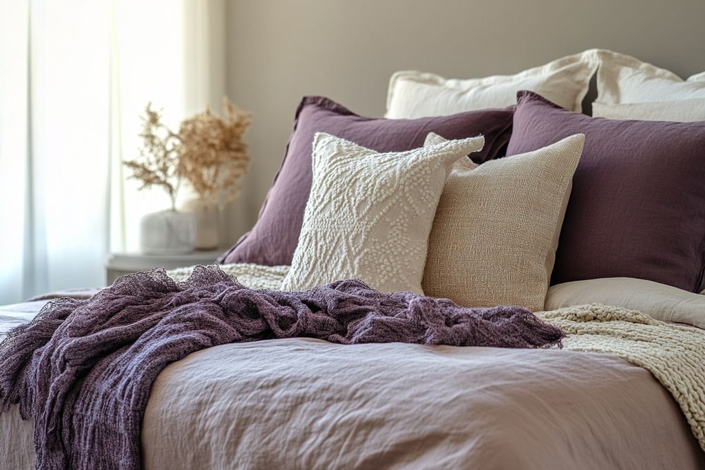 Chambre prune et beige les meilleures idées de décoration élégante moderne et chaleureuse