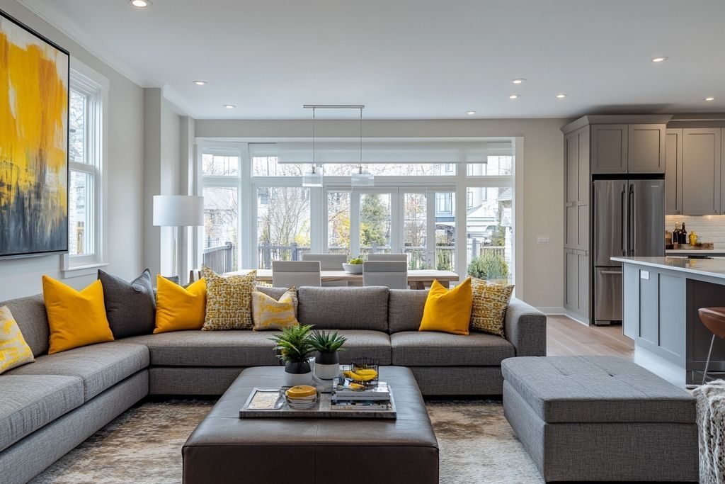 Idées et conseils pour réussir une chambre jaune clair et gris moderne et lumineuse